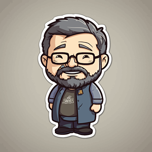 sticker design, super cute pixar style Jonathan Frakes, vector