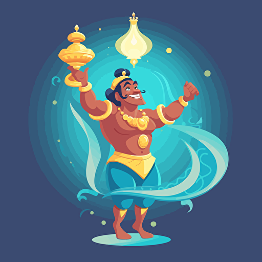 genie from the lamp. vector flat illustration