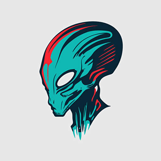 vector logo of an alien head, flat design, svg, minimal, red green blue, branding