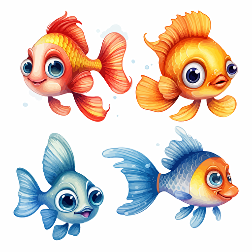 cute fish set drawing vectorel, cute, nice v5