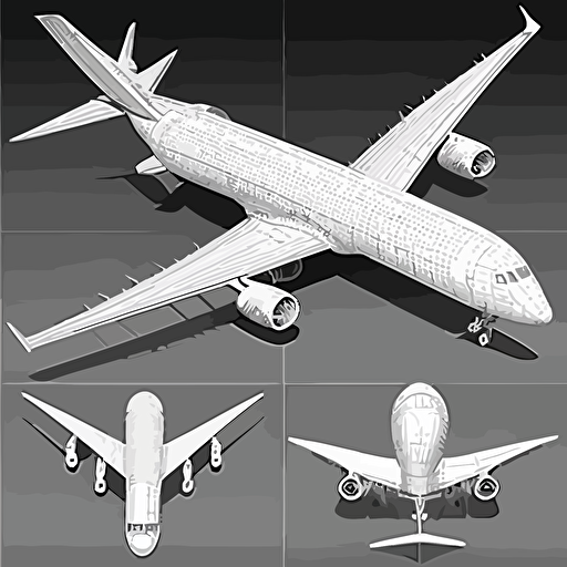 airplane, multiple angles, vector,