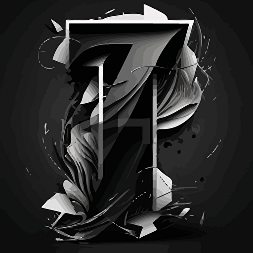 vector style black and white letter “T” modern