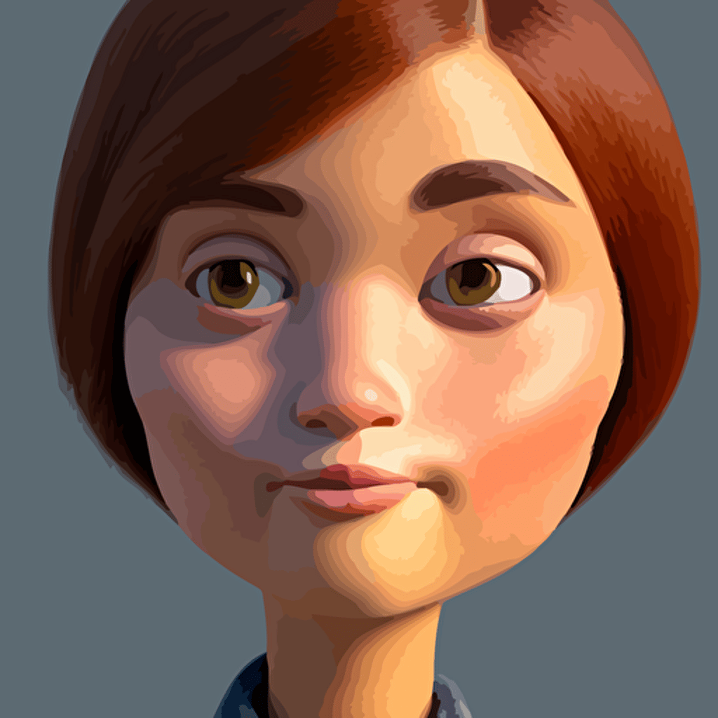 portrait round face woman cute 3d cgi toon woman brown hair bob brown eyes face olive skin romanian heritage medium shot mid shot hyperdetailed 8k trending artstation pixar character