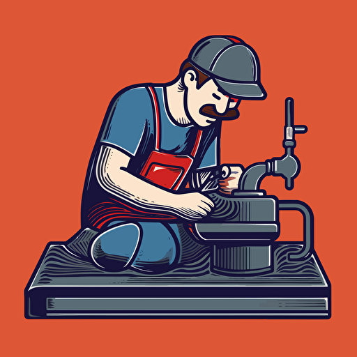 plumber soldering a a waterline simple vector art minimalist