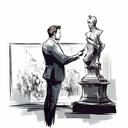 Vector illustration, auction, clean and modern, white tone, as simple as possible, complementing white background, conveying the feeling of an auction.