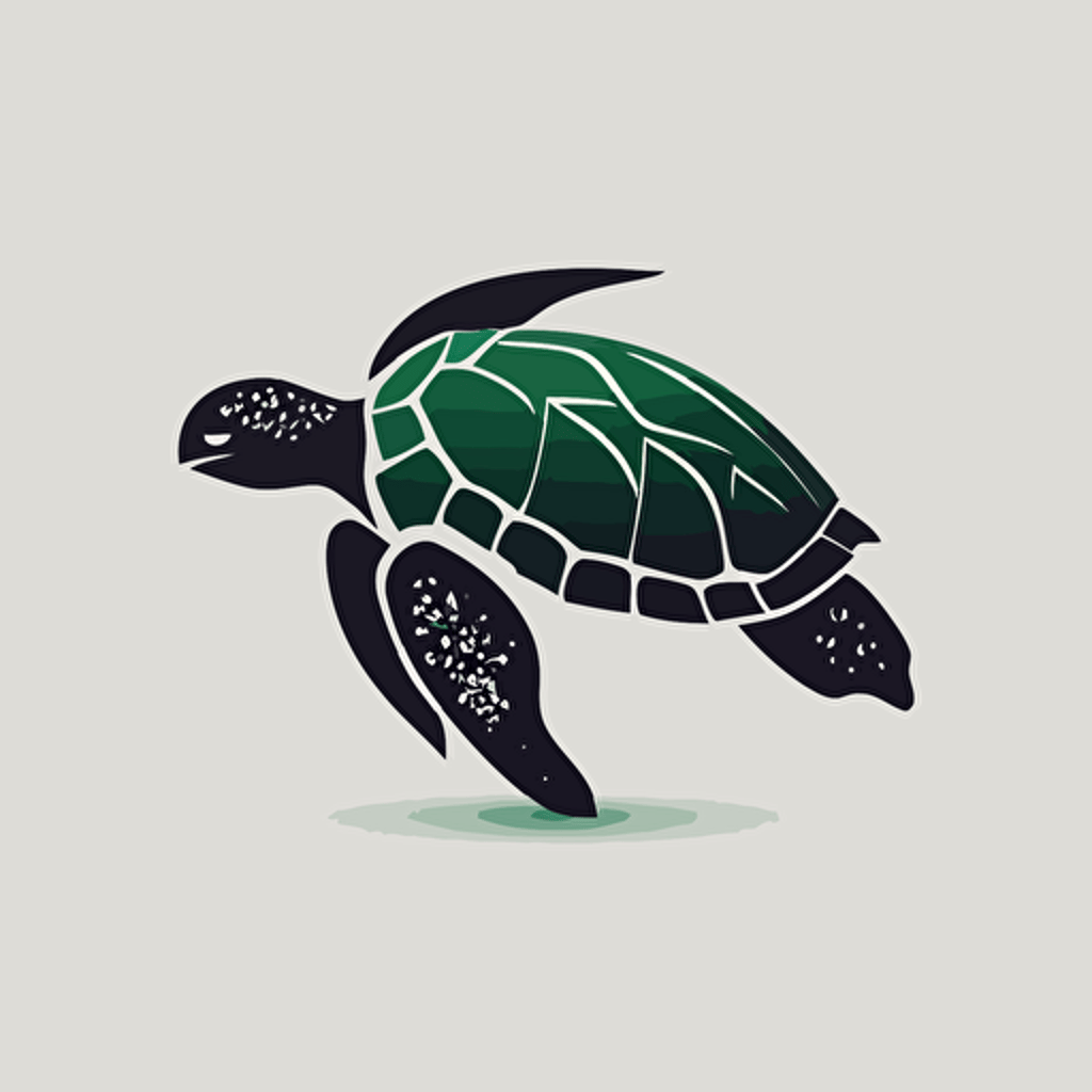 iconic logo, green turtle, minimalist, black vector on white background
