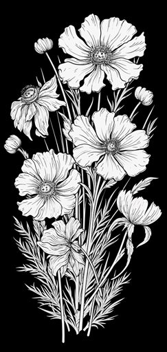 vector black outline wildflower crisp thick line