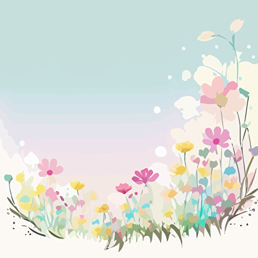 vector art style, flower field, with pastel water color, for mothers day, with copyspace on the side v5 ar 3:2