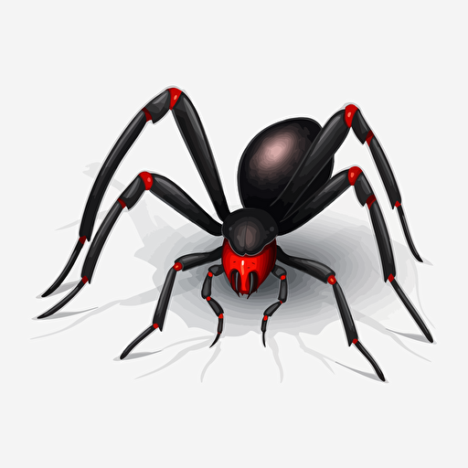 black widow spider, detailed, cartoon style, 2d clipart vector, creative and imaginative, hd, white background