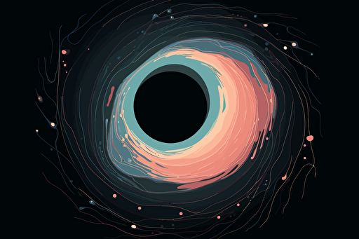 a black hole as a cartoon, vector art, flat colors, pastel colors, minimalistic,