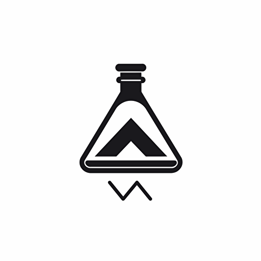 simple vector logo of an Erlenmeyer bottle, in it is an audio wave, black white, no colors, simple, flat, icon