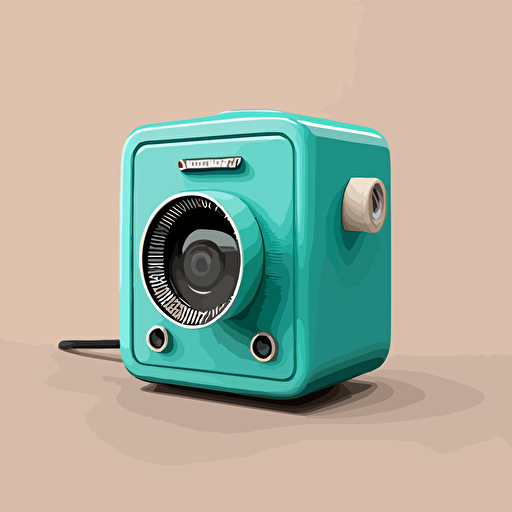 vector style, art image, of small security camera, teal back drop
