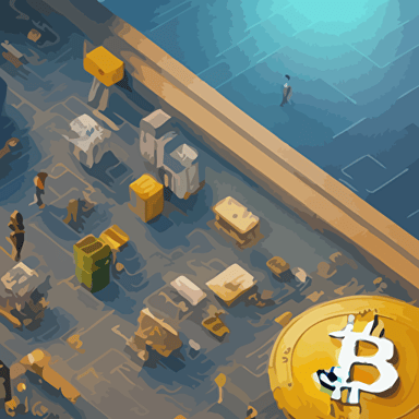 bitcoin mining isometric 3d ultra hd design mark ryden pixar hayao miyazaki unreal 5 daz hyperrealistic octane render cosplay rpg portrait dynamic lighting intricate detail summer vibrancy cinematic