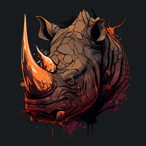 a three color vector art of an angry rhino