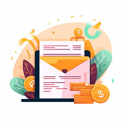 vector art showing a claim file being submitted to be paid by dollar symbol