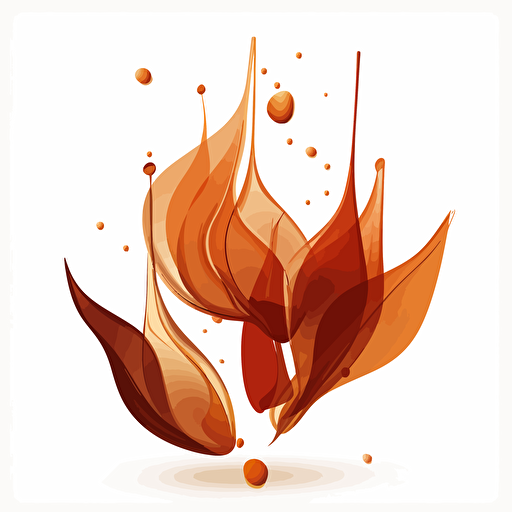 autumn leaves falling in the air, fluid and sleek minimalist design, vector art, orange and brown, fluid