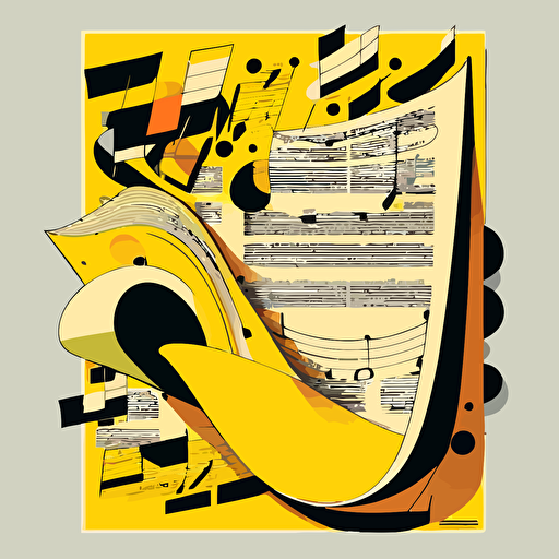 yellow Coherent vectorized cartoon sheet music ，color block