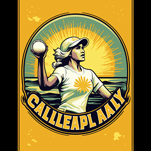A simple logo for a collegiant softball leauge called the Golden Bay Collegiate league , should be simple colorful. High Resolution Vector, inspired by california west coast, include a softball, but no people.
