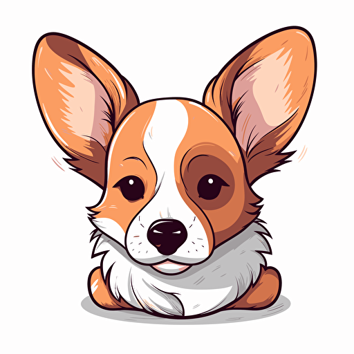 ultra cute corgi vector art, white background,