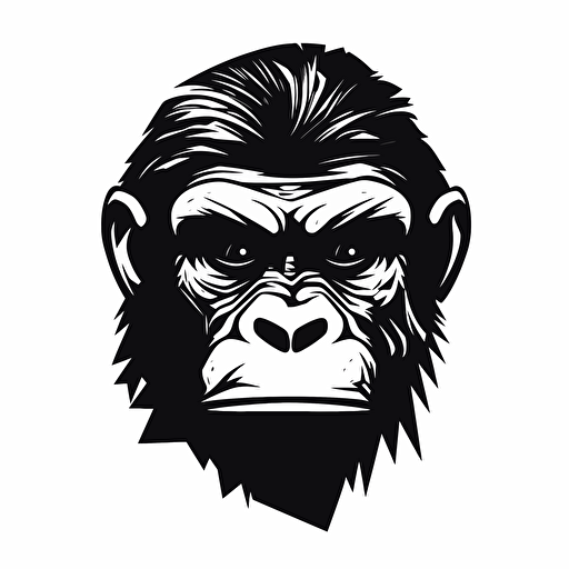 koba from planet of the apes, vector art logo, minimalistic, simplistic, illustrated logo, white background, black color logo, Graffiti style, flat 2d