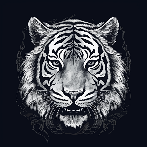 linework black and white tiger vector style