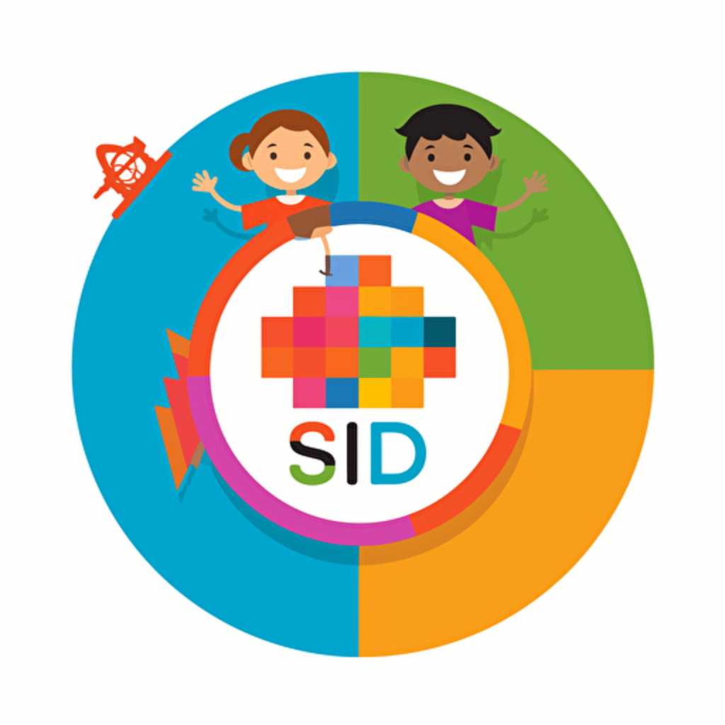 logo for a "SDGs kids" company featuring a check mark, simple, vector