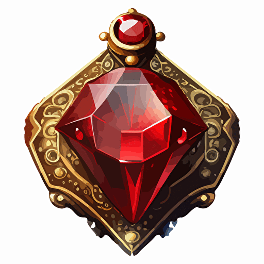 An image of a trinket with a red gemstone Vector illustration for a videogamecartoon style