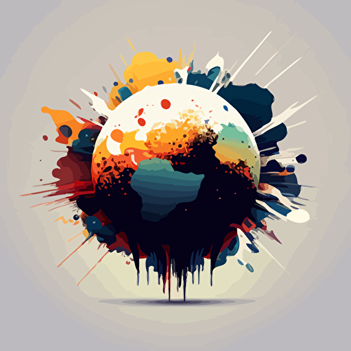 minimalism, vector art, earth from space, atomic explotions on the surface