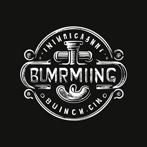 plumbing company logo, black background, white logo vector, simple