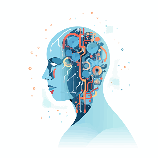2d flat vector, white background, artificial intelligence