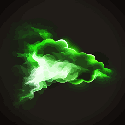 a cloud of light, looks like energy flowing in the air, flowing from left to right, energy flow is green, drawn on transparent background, vector illustration