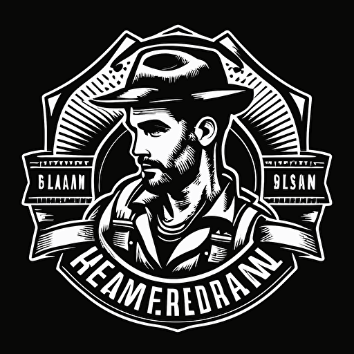 black and white vector art logo for a modern tradesman