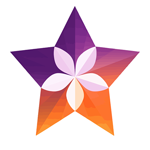 a abstract purple orange vector gradient 5 point roundel thick star on white