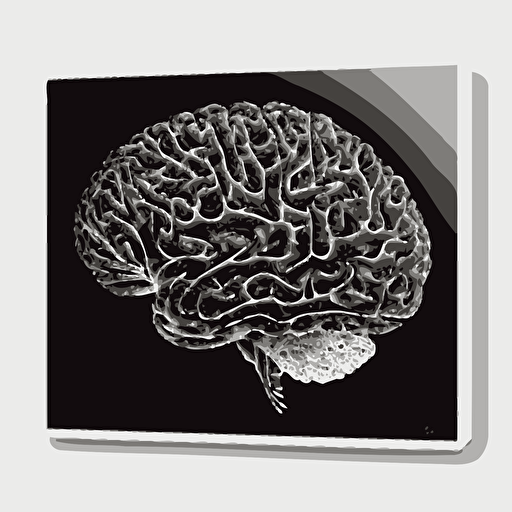 vector image of a brain, top-down view, black & white