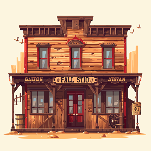 flat vector illustration of an old western saloon facade