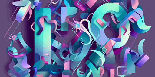 vector illustration of random numbers lots of fonts abstract. designmilk style. the palette is mostly purple with a little bit of blue and green.