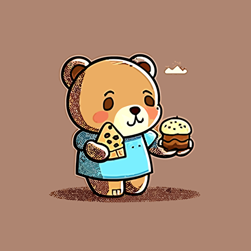 a vector image of a cute bear eating pastries on payday