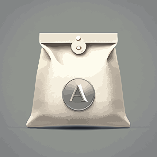 a logo, a platinum bag of coins, the bag has the letter A on it, simple, minimalistic, flat, vector