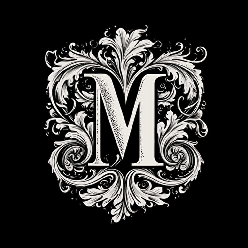 vector initials T and M simple black script