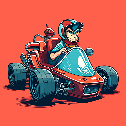 a go kart cartoon vector style, extremely detailed