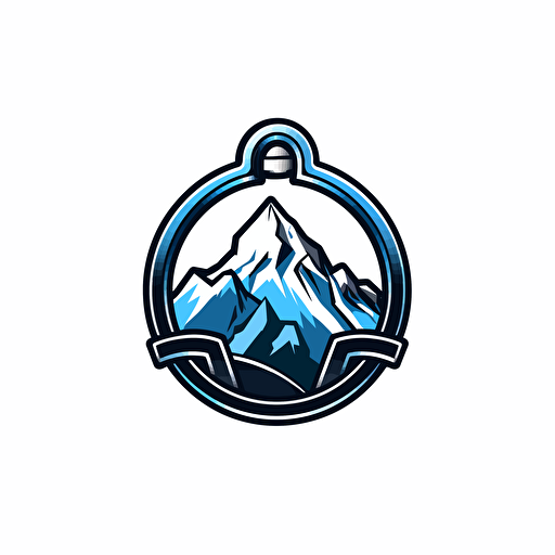 carabiner mountain hybrid logo vector, black and blue, vector white background