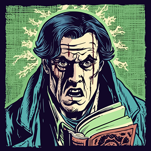 exorcism, vhs horror, 80s horror comic book style art, vector, sticker,