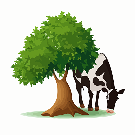 a cow vector looking for te side, eating a cor tree