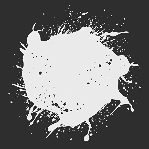 rounded Splatter white paint , transparent background, ultra reallistic, flat style, vector style, no details, with a flat white circle at center, no shadows