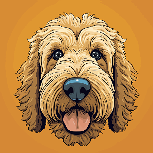 create a vector design of a cartoon labradoodle face.