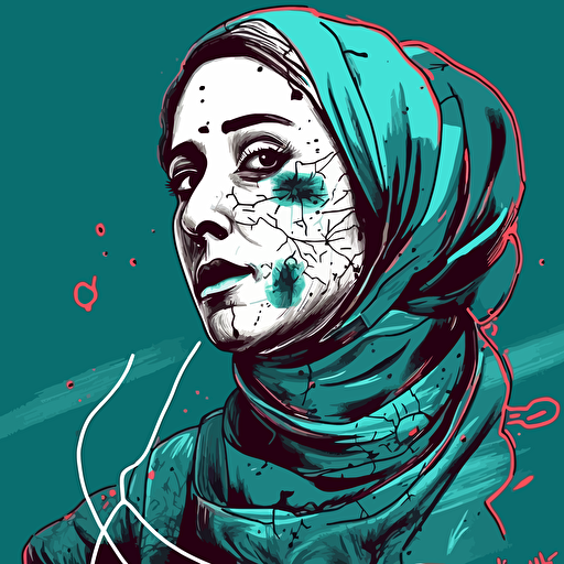 Mahsa Amini dies at iran hospital after being hurt by morality police, ar 16:9, in the style of vector art