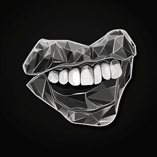 sticker, piece of gum, strong jaw, contour, vector, black background