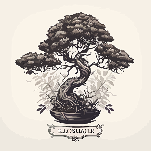 imagine 2d vector black and white bonsai tree logo for a bonsai company