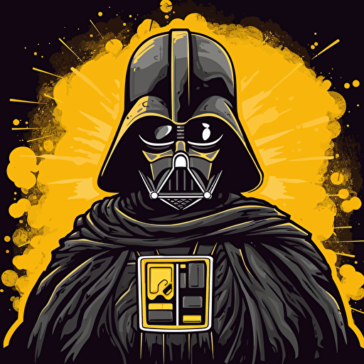 Darth Vader in yellow doodle vector ilustration