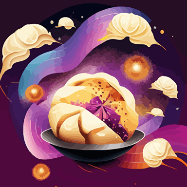 colorful vector art, xiao long bao, background galaxy, galaxy vector art